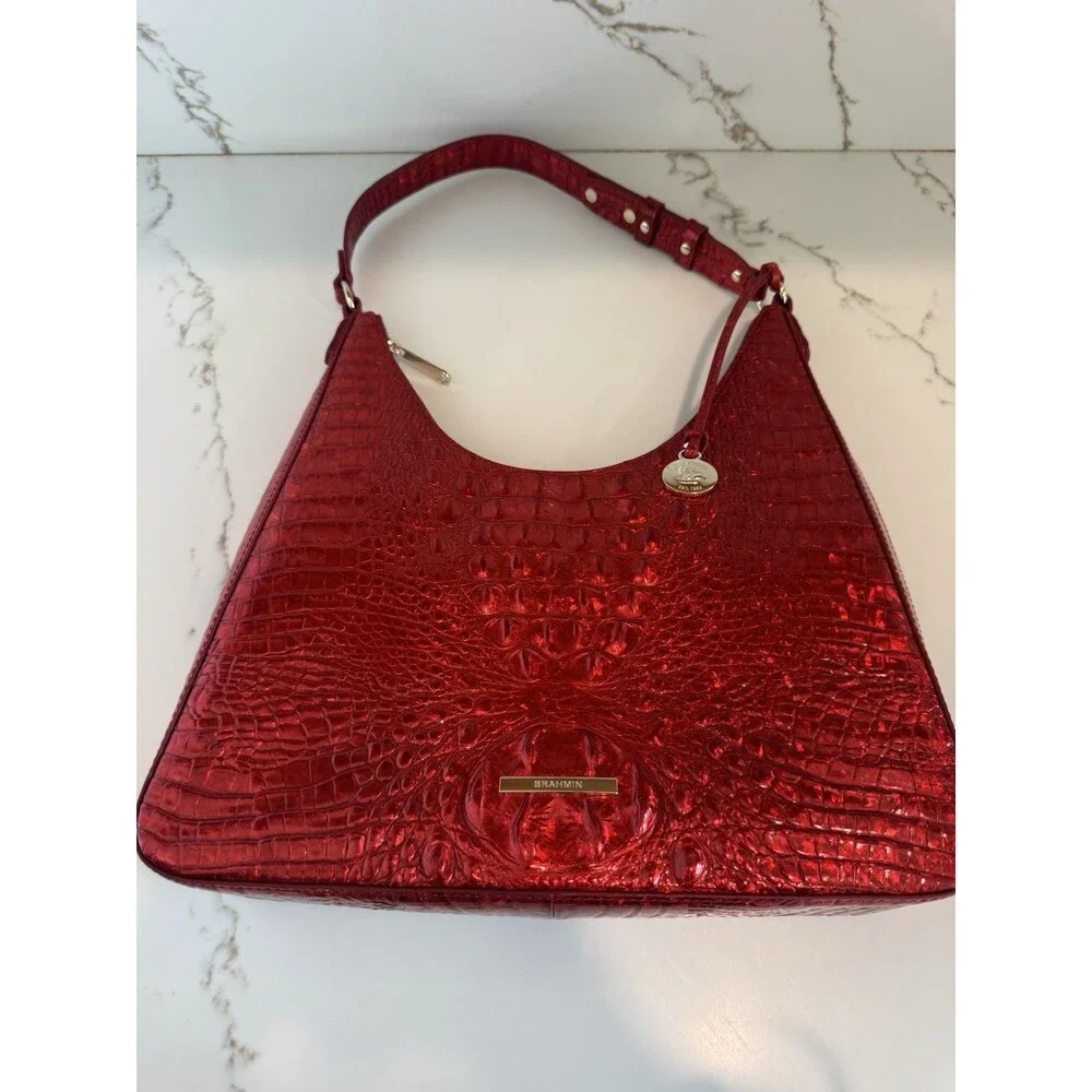 NWOT Rare Brahmin Tabitha Chili Red Leather Shoulder Bag